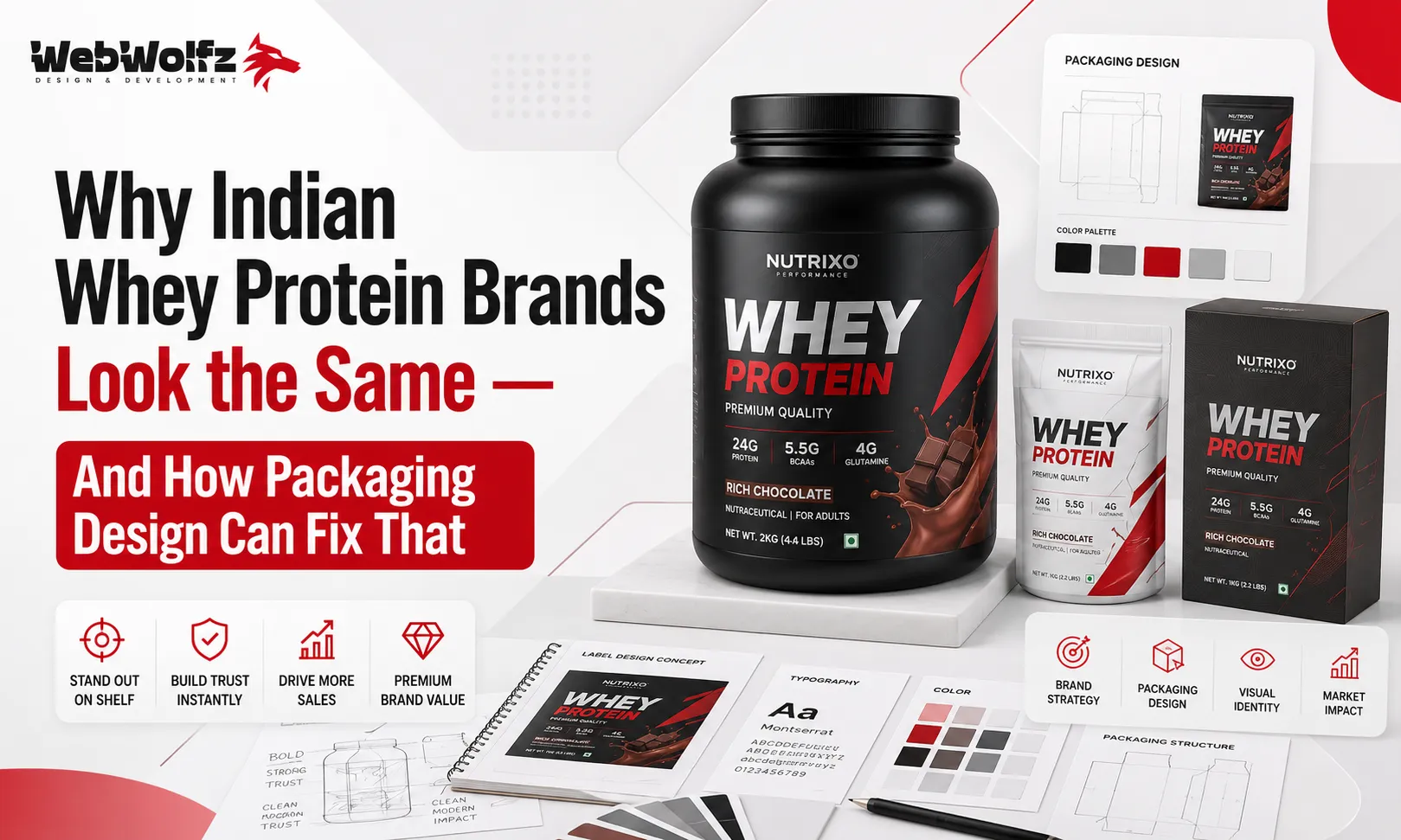 Why Indian Whey Protein Brands Look the Same — And How Packaging Design Can Fix That